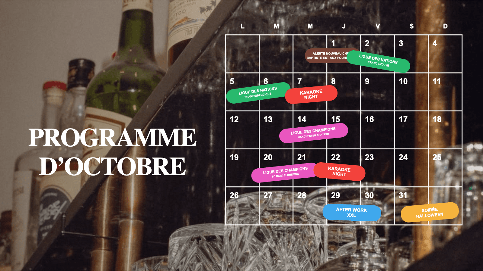 Programme d’octobre à L’Esplanade : soirées, karaokés et matchs